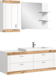 xonox.home - Laredo 3-osaline kombinatsioon 132 x 172 x 48 cm valge ja valge matt s&uuml;gavm&auml;rgistatud vannitoam&ouml;&ouml;blikomplekt Vannitoakappide kombinatsioon Kaasaegne ja funktsionaalne
