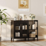 Metallkapp klaasustega, k&ouml;&ouml;gikapp, klaasist vitriinkapp reguleeritava riiuliga, k&ouml;&ouml;gikapp, s&ouml;&ouml;gituba, elutuba, 100 x 40 x 80 cm, musta v&auml;rvi