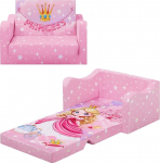 Laste diivan kokkupandav 2-in-1, stabiilne diivanvoodi teismelistele ja t&uuml;drukutele, pehme laste diivan Cuddly Corner lugemisnurgale, roosa printsess