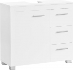 VASAGLE BBK503W10 Vannitoakapp 3 suure sahtliga, 2 kambrit ukse taga, jalaga vannitoakapp, 30 x 70 x 64 cm.