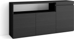 Skraut Home Sideboard, Highboard, sahtlikapp, riidekapp, 150 x 75 x 35 cm, 3 ust, elutuba, k&ouml;&ouml;k, kaasaegne stiil, must