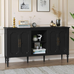 Kapp 4 uksega ja avatud kapiga, Vintage aktsent Sideboard, Buffet kapp, puit, mustad kappide ja sega kapid elutuppa, s&ouml;&ouml;gituppa, k&ouml;&ouml;ki