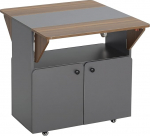 HOMCOM s&ouml;&ouml;gilaud Kokkupandav mobiilne k&ouml;&ouml;gilaud 2-4 inimesele, kokkupandav laud ratastega, hoiuruum, s&ouml;&ouml;gilaud v&auml;ikestesse ruumidesse, s&ouml;&ouml;gituba 70 x 83 x 75 cm, helehall + tumepruun