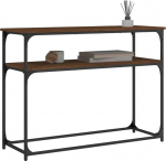 2-tasandiline &otilde;huke konsoolne diivanilaud esikusse, metallist raam, diivanikohvilaud, v&auml;ike k&uuml;ljelaud, koridorilaud, sissep&auml;&auml;sulaud, aknalaud, 100 x 35,5 x 75 cm, pruun+tammepuu
