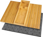 Graceful Grove Bamboo Sofa Arm Tray - Couch Cup Holder - Non-Slip Foldable Sofa Table - Drink Holder for Drinks, Mobile Phone, Remote Control, Snacks