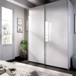 Dmora - Nuptse garderoobikapp 2 uksega riidehoidja magamistuppa mitmeotstarbeline mantlihoidja 150 x 65 x 204 cm l&auml;ikiv valge