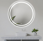 80 cm &uuml;mmargune LED-valgustusega vannitoa peegel, &uuml;mmargune LED-vannitoa peegel uduvastase s&uuml;steemiga, mis on varustatud soojendusmatiga, mis takistab udude tekkimist.