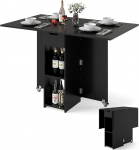 COSTWAY kokkupandav s&ouml;&ouml;gilaud, k&ouml;&ouml;gilaud ratastega, sahtli ja 2 riiuliga, kokkupandav laud 2-4 inimesele, s&ouml;&ouml;gilaud v&auml;ikestesse ruumidesse, s&ouml;&ouml;gituppa, k&ouml;&ouml;ki, 120 x 72 x 75 cm (must)