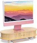 Bambusest monitoride statiiv koos hoiuruumiga, kaardus arvutite s&uuml;learvuti statiiv, laua riiulite korraldaja liugustega (64,4 cm)