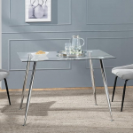 [en.casa] Hyrynsalmi klaasist k&ouml;&ouml;gilaud 75 x 110 x 70 cm terasest klaasist s&ouml;&ouml;gilaud kroomitud