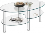 LIFEZEAL klaasist kohvilaud, klaasist laud, 3 tasandit, elutoa laud ovaalne metallraamiga, kohvilaud, diivanilaud elutuppa ja kontorisse, kaasaegne disain, 90 x 50 x 45 cm (l&auml;bipaistev)