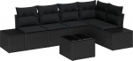 6-teiliges Garten Sofa Set mit Kissen Beige Poly Rattan Gartenlounge Model3347073