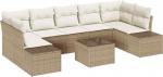 8 osaliges Garten Sofa Set mit Kissen Beige Poly Rattan Gartenlounge Model3346981