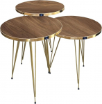 moebel17 5354 EYGD01 3 &uuml;mmargune kohvilaud metallist raamiga, elutoa laud, hall, kullatud jalad, laius 38 cm x k&otilde;rgus 45,5 cm (H) 49,5 cm (H) 53,5 cm