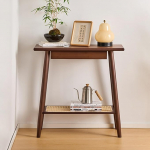 JSWHYBD Bambus-Konsolentisch mit Schublade und Rattan-Ablage, 75 cm schmaler Eingangstisch, Flur-Foyer-Tisch f&uuml;r den Wohnzimmereingang 75 * 30 * 75cm