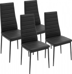 K&ouml;&ouml;gitoolid 4-st s&ouml;&ouml;gitoolist koosnev komplekt k&otilde;rge seljatoega, mis on valmistatud kunstnahast Modernne must s&ouml;&ouml;gilaua toolid 4-st komplektist s&ouml;&ouml;gitoas ja k&ouml;&ouml;gis s&ouml;&ouml;gitoolile kuni 160 kg koormusega.