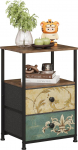 VEDECASA Chest of Drawers with 2 Drawers and Open Shelf, Bohemian Dressing Table, Storage Cabinet, Bedside Table, Side Table for Living Room, Bedroom, Sturdy Steel Frame, Wooden Top