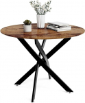GOLDFAN Dining Table Round Wooden Kitchen Table Retro Industrial Dining Room Tables with Black Metal Legs for Dining Room Living Room Kitchen 80 x 80 x 75 cm