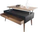 Sonka kollektsiooni kohvilaud reguleeritava k&otilde;rgusega, naturaalse t&auml;ispuidust sahtliga, saadaval puiduv&auml;rvides, musta alusega ja koonilise jalaga, 100 x 50 x 48 cm