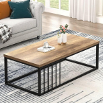 FOLUBAN kaasaegne kohvilaud Minimalistlik puidust ja metallist laud elutuppa Rustic Oak 100cm