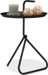 Relaxdays Metal Side Table, Round Storage Table with Carry Handle, Modern Coffee Table, H x D Approx. 59 x 40 cm, Black