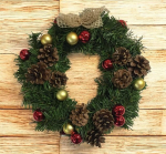 Dmora - Weihnachtsdekoration Chardon, Weihnachtsdekor, Weihnachtsornament, Festliche Dekoration, Made in Italy, 35x35 h3 cm, Gr&uuml;n und Rot