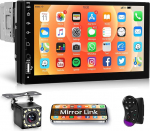 Rimoody Autoradio 1 DIN koos Bluetooth Hands-Free s&uuml;steemiga IOS/Android Mirror Link 7-tolline autoraadio Single DIN koos Bluetooth FM-raadio USB/AUX/TF roolijuhtimiss&uuml;steemiga Tagurduskaamera