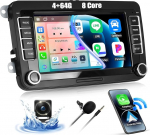 CAMECHO 4+64G 8-tuumaline navigatsiooniga autoraadio VW Passat B6 B7 Golf 5 6 Polo Caddy Seat Skoda Octavia, 7-tolline Android 13 traadita Carplay Bluetooth raadio Androidiga auto GPS WiFi FM/RDS + tagurdamine