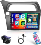 Hikity 2+64G autoraadio 2 DIN navigatsioonis&uuml;steem Honda Civic VIII 2006-2011 traadita Carplay Android auto peeglilink, 9-tolline puuteekraaniga raadio Android 15 koos WiFi GPS Bluetooth FM RDS EQ SWCga