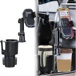 CGEAMDY 2-in-1 p&ouml;&ouml;rlev autotelefoni hoidja, tassihoidja, mobiiltelefoni hoidja, 2-in-1 tassihoidja, pikendatud mobiiltelefoni hoidja, auto tassihoidja pikendus koos mobiiltelefoni hoidjaga, 360 kraadi p&ouml;&ouml;ratav auto