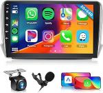 Hodozzy 2G + 64G Androidi autoraadio Peugeot 208/2008 2012-2018 juhtmevaba Carplay Android autode peeglilink, raadio 2 DIN 10,1-tolline puuteekraaniga navigatsioon DSP Bluetooth WiFi FM/RDS raadio, rooliseadmed