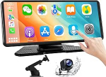 LAMTTO traadita CarPlay Android autoekraan, 6,86-tolline puutetundlik autoraadio Bluetooth tagumise kaameraga A-apple CarPlay & Android auto jaoks, h&auml;&auml;ljuhtimisega, online kaartidega, peeglilink AUX/FM