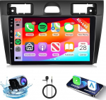 4G + 64G autoraadio Ford Fiesta 2006-2011 juhtmevaba Carplay Android autole, Hodozzy 9-tolline puuteekraaniga autoraadio Double DIN Android GPS Bluetooth WiFi 32DSP FM / RDS raadio tagurduskaameraga