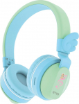 Riwbox BT05 Wings Kids juhtmevabad Bluetooth k&otilde;rvaklapid 85dB/103dB helitugevuse reguleerimine kokkupandavad mikrofoniga/TF-kaardiga &uuml;hilduvad telefoni/arvuti/kooli jaoks sinine/roheline