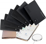 Pakett 6 Ultra Thin MFi Certified Wallet Tracker koos 1 juhtmeta laadijaga, mis &uuml;hildub Apple Find My'ga rahakottide, v&otilde;tmete ja kottide jaoks.