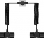 Pikenduskaabel 4 pistikupesaga, 2 m Schuko spiraalne pikendus (230 V/16 A), PVC kaitsekontaktiga spiraalne toitejuhe koju, siseruumidesse, kontorisse, must