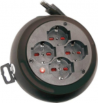 Brennenstuhl elektriline pikenduskaabel koos kaablirulliga 1100535 | Elektriline pikenduskaabel 3 meetrit Ultra lame ja praktiline | 4 mitmeotstarbelist pistikupesa (10/16A + Schuko)