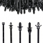 Pakett 210 universaalset auto paigalduskaabli sidumist, 5 suurust kaabli sidumist, must Zip, nailon, Push In, Heavy Duty, auto, ehitus, siseruumide kaabli komplekteerimine (210)