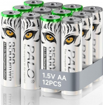 Mspalocell Liitium AA akud laetavad 1,5 V 3500 mWh, Tiger Print kiirlaadimisv&otilde;imalusega AA akud, madala enesepuhastusega, laadimisvalgusega, 1500+ ts&uuml;kkel, 12 aku pakend koos akukarbiga.