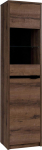 Mirjan24 Reton R16 Standing Display Cabinet Storage Cabinet Tall Cabinet Living Room Cabinet Highboard (Monastery Oak / Monastery Oak + Black High Gloss, without Lighting)