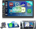 Hikity DAB autoraadio 2 DIN 7-tolline IPS puuteekraan koos video v&auml;ljundfunktsiooniga, 2DIN autoraadio Bluetooth traadita Carplay Android auto peeglilink raadio FM EQ SWC USB TF AUX + tagurduskaamera