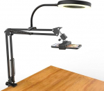 Overhead Tripod Mobile Phone with Ring Light, Flexible Table Camera Arm with Light, Flexible Table Camera Arm Holder with Ring Light for YouTube Live Stream Video Recording, Compatible with iPhone,