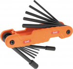 Klein Tools 70550 Pro Hex Key Set, 11 SAE Sizes, Heavy Duty Folding Allen Wrench Tool with Extended Length Keys