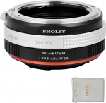 PHOLSY &uuml;hildub Nikon G EF-M objektiivi adapteriga Nikon G F AI AIS D AF-S objektiivile ja Canon EF-M (EOS M) M100, M200, M2, M3, M5, M6, M10, M50 adapterile koos ava reguleerimise r&otilde;ngaga.