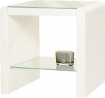 Phoenix Side Table, Wood, White High Gloss Finish, 35x42.7x42.7 cm