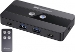 Cable Matters 10 Gbps 4-portiline USB ja USB C l&uuml;liti 2 arvutile koos kaugjuhtimisega, USB Hub Switch/USB C KVM Switch, 2 x USB-A ja 2 x USB-C v&auml;lisseade, mis jagab 2 hosti vahel.