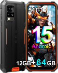 Blackview BV4800 SE (NFC) T&eacute;l&eacute;phone Portable Incassable, 12Go+64Go/TF 1To Octa-Core, Android 15, 6.56 Inch HD+, nutitelefon Incassable, 5180mAh, 16MP + 8MP, 4G Dual SIM, 3 Slot/GPS/Face ID/NFC Orange