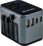 Verbatim Universal Travel Adapter UTA-03 pistikupesa adapter 2 USB-A, 3 USB-C pesa, reisipistik s&uuml;learvutile, mobiiltelefonile, kaamerale, &uuml;lemaailmselt, 100-250 V saatmine &Scaron;veitsisse