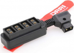 DRRI D-Tap Male to 4-Port Female P-Tap Splitter Hub BlackMagic 4K/Cinema kaameratele, monitoridele, LED-valgustitele, traadita vastuv&otilde;tjatele, BMPCC 6k, Tilta Nucleus Nano, SmallHD monitorile.