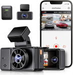 VANTRUE E3 3 objektiiviga 2.7K Dash Cam koos 5GHz WiFi, 1944P + 1080P + 1080P Dash Cam, h&auml;&auml;ljuhtimisega Dashcam auto eesmine tagumine IR &ouml;&ouml;n&auml;gemine, 24 tunni puhver parkimisrežiim Dashcams, Loop salvestamine, Max 512G